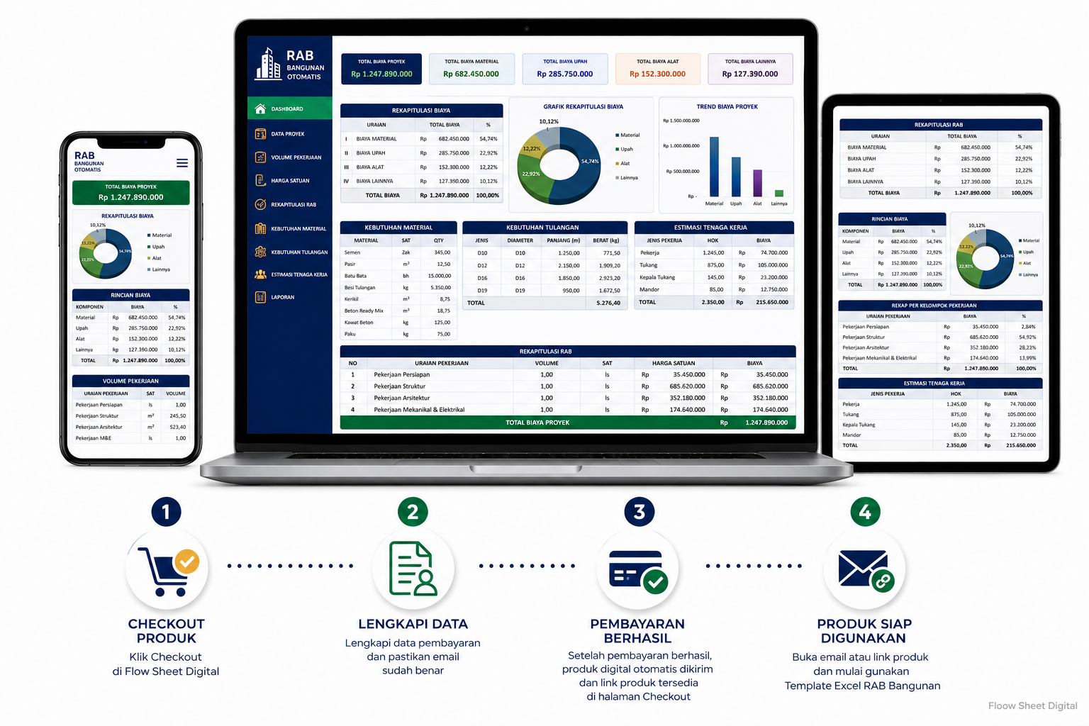 Template Excel RAB Bangunan Otomatis | Hitung Volume, Material & Rekap Biaya