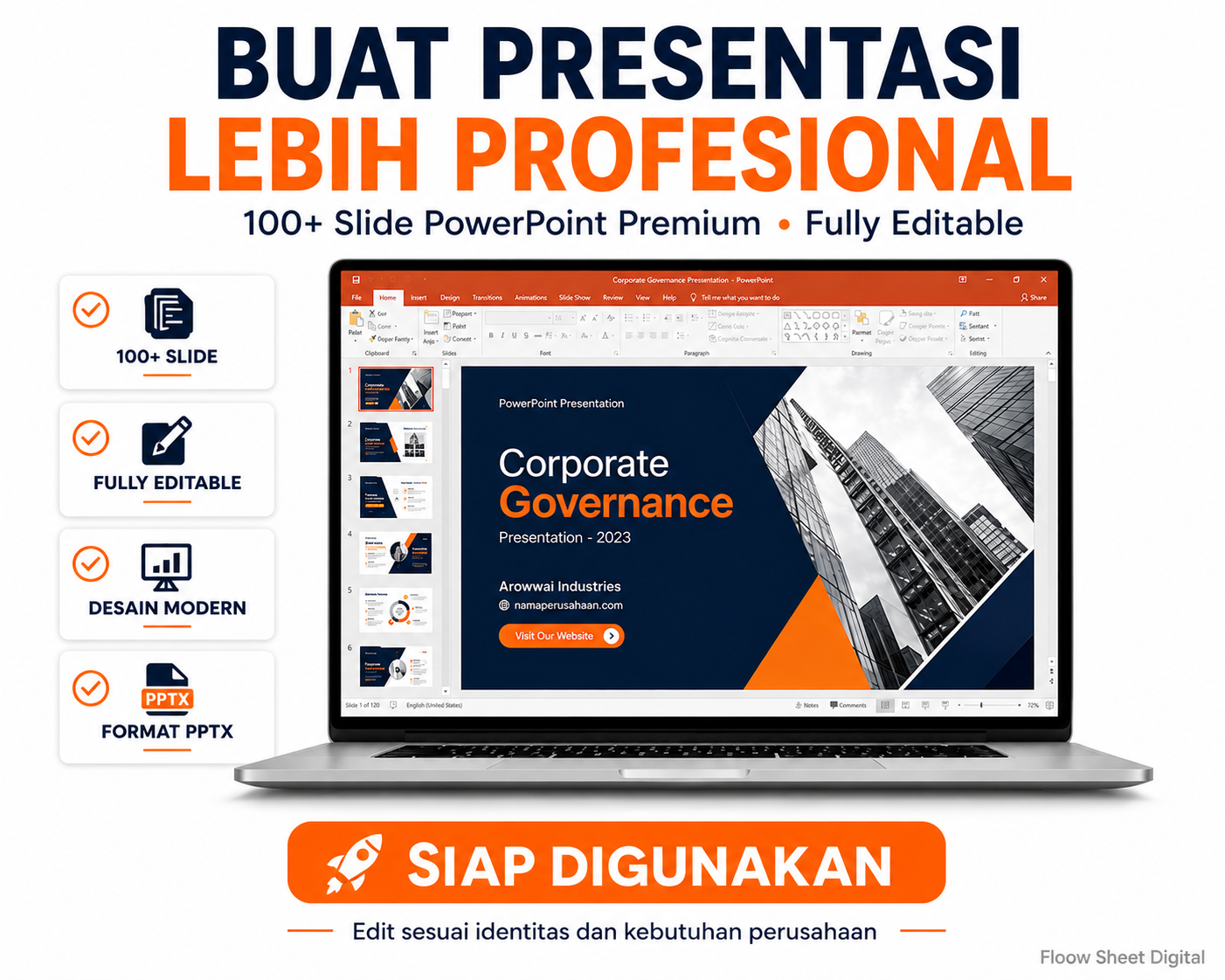 Template Company Profile PowerPoint Premium 100+ Slide | PPTX Editable untuk Presentasi Bisnis Profesional
