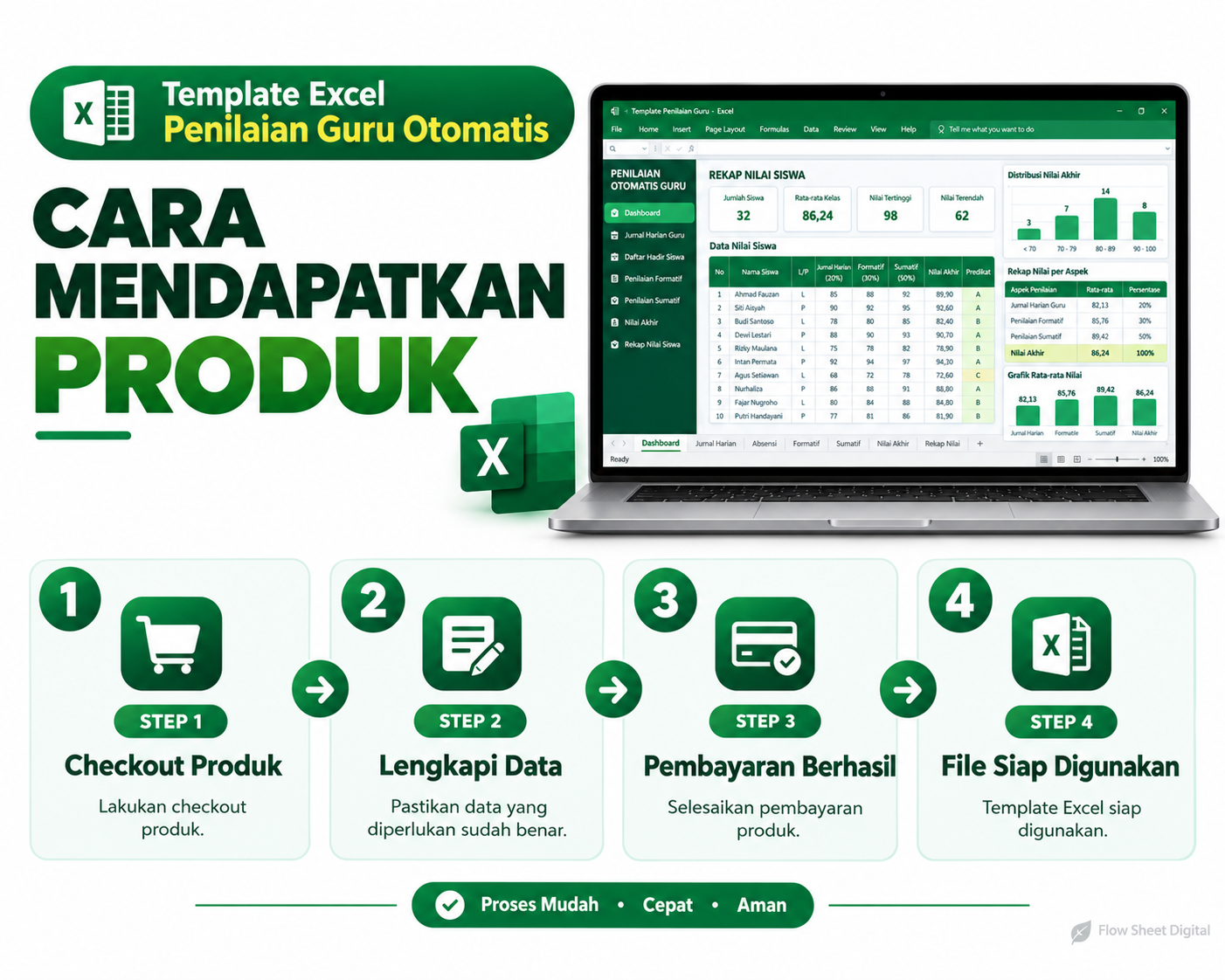 Template Excel Penilaian Guru Otomatis | Daftar Nilai Siswa, Absensi & Jurnal Harian Siap Pakai